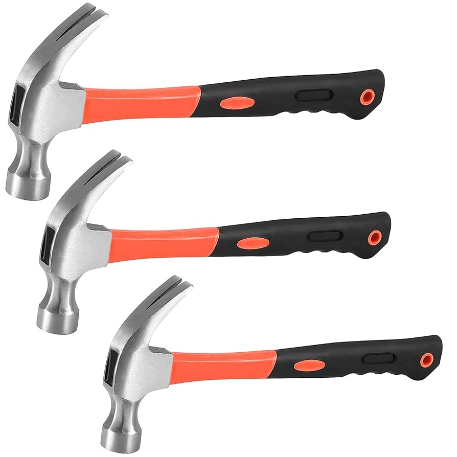 HOIGON 3 Pieces Claw Hammers, 20 oz 16 oz 8 oz Hammer Set